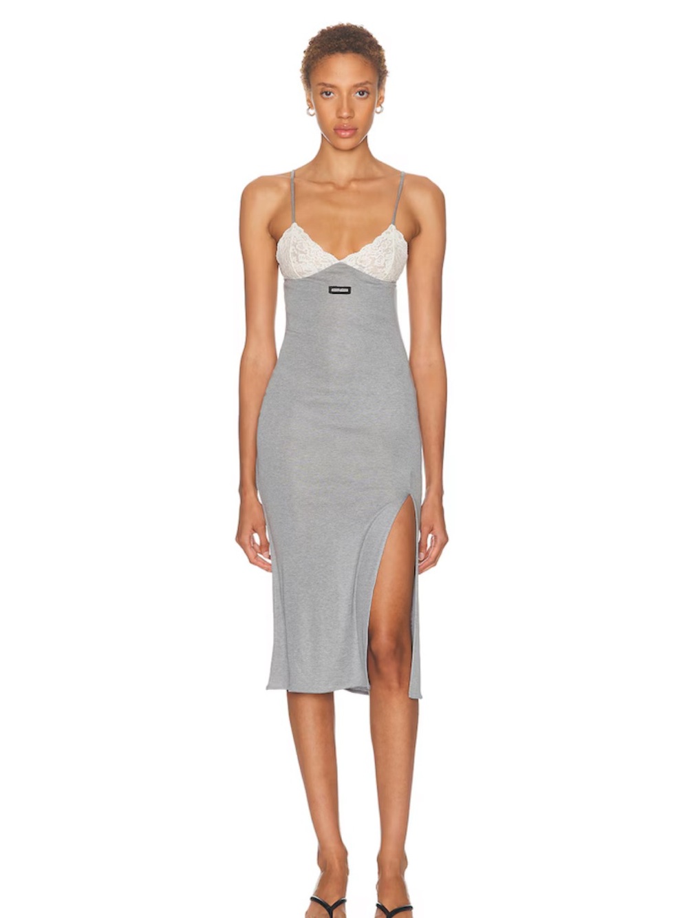 Miu Miu SOLD OUT Lace Jersey Midi Dress size 36 grey